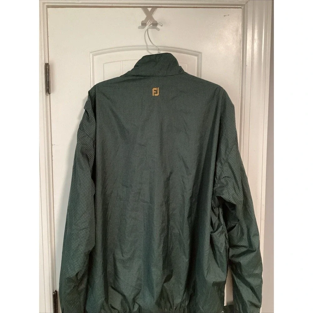 FootJoy DryJoys Mens Quarter Zip Jacket Size XL Green Houndstooth Rain Wind Golf - Picture 3 of 3